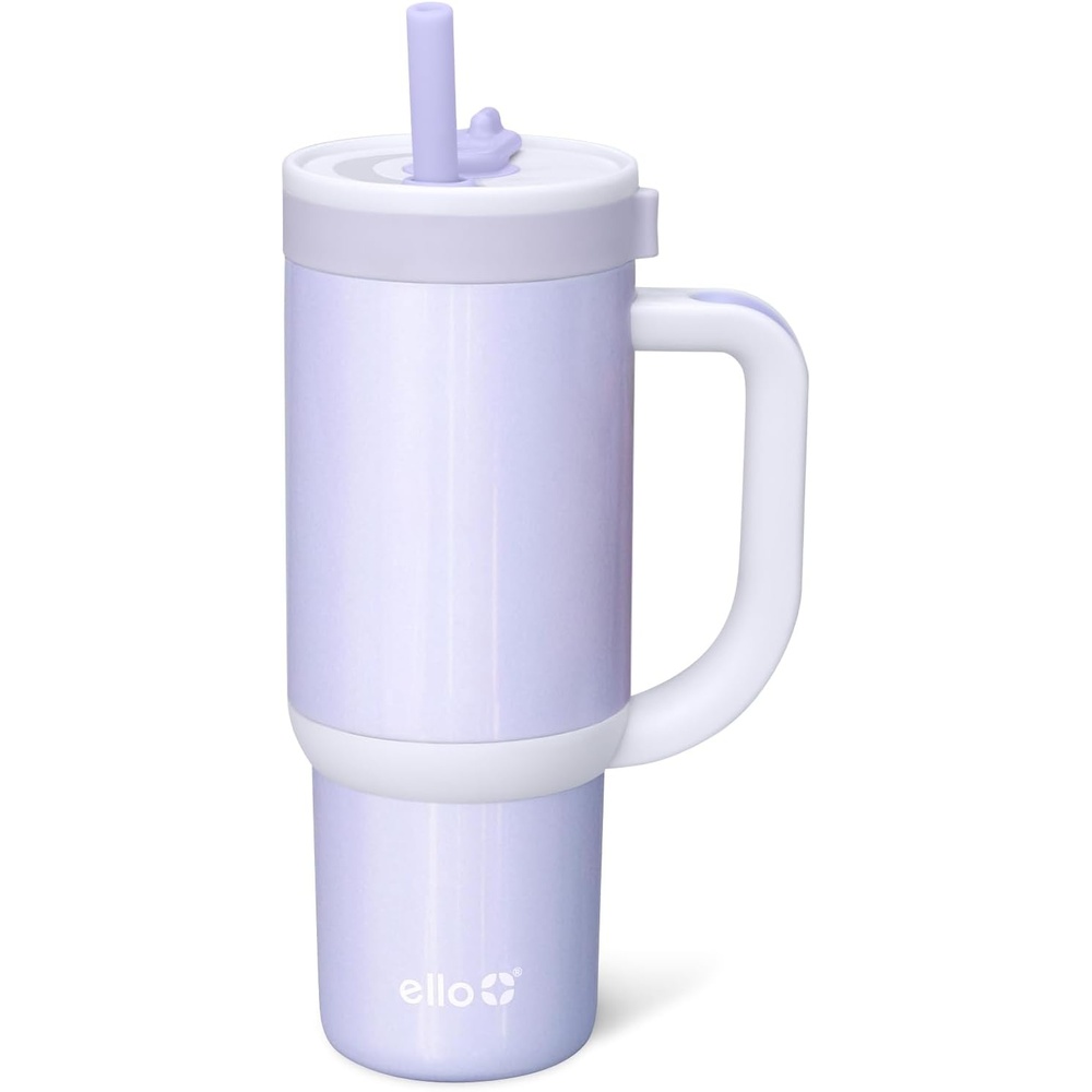 image:imageEllo Oasis 14oz Stainless Steel Toddler Tumbler with Handle amp Retracting Straw 100 Leakproof DoubleWall Vacuum Insulated Kids Water Bottle for School BPA Free Dishwasher Safe To The RescueShiny Purple