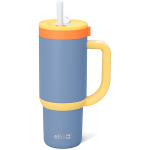 Ello Oasis 14oz Stainless Steel Toddler Tumbler with Handle & Retracting Straw, 100% Leakproof, Double-Wall Vacuum Insulated, Kids Water Bottle for School, BPA Free, Dishwasher Safe, To The Rescue(Lighthouse)