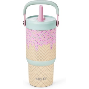 Ello Oasis 14oz Stainless Steel Toddler Tumbler with Handle & Retracting Straw, 100% Leakproof, Double-Wall Vacuum Insulated, Kids Water Bottle for School, BPA Free, Dishwasher Safe, To The Rescue(A La Mode)