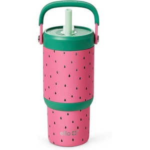Ello Oasis 14oz Stainless Steel Toddler Tumbler with Handle & Retracting Straw, 100% Leakproof, Double-Wall Vacuum Insulated, Kids Water Bottle for School, BPA Free, Dishwasher Safe, To The Rescue(Watermelon)