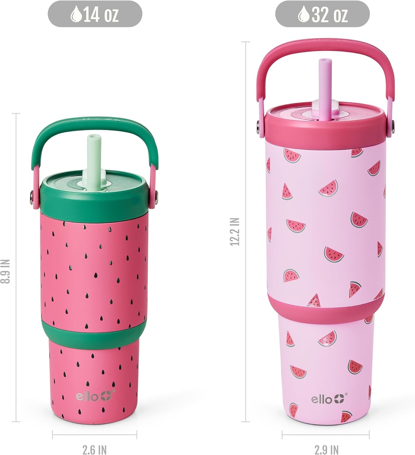 image:imageEllo Oasis Go 26oz Tumbler with Top Handle and Retracting Straw Reusable Insulated Stainless Steel Cup 100 Leakproof Water Bottle 24 Hours Cold Cup Holder Friendly For Travel OrchidOne In a Melon