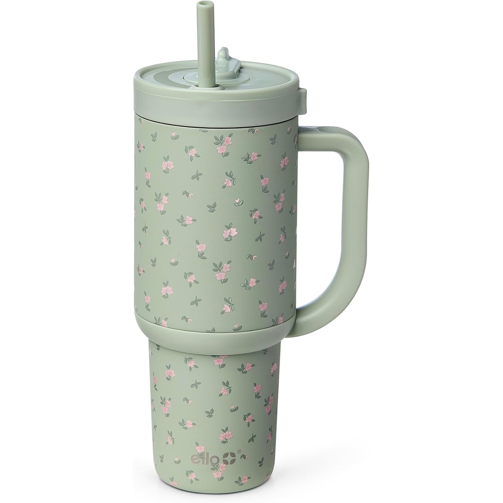 image:imageEllo Oasis 30oz Tumbler with Handle amp Retracting Straw  Reusable Insulated Stainless Steel Cup 100 Leakproof  Keeps Cold for 23 Hours  Cup Holder Friendly  Picnic on the VineFull Bloom