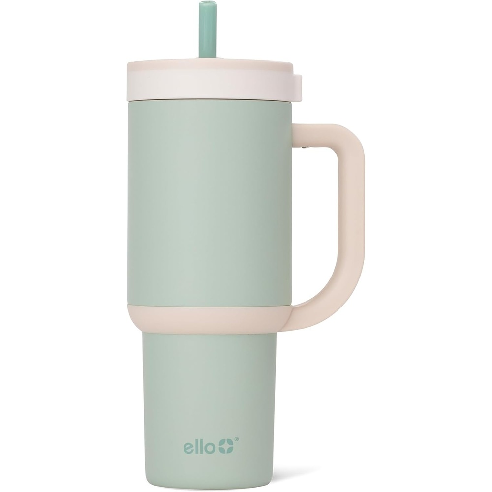 image:imageEllo Oasis 30oz Tumbler with Handle amp Retracting Straw  Reusable Insulated Stainless Steel Cup 100 Leakproof  Keeps Cold for 23 Hours  Cup Holder Friendly  Picnic on the VinePistachio