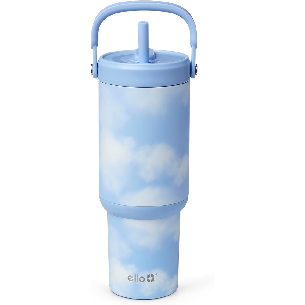image:imageEllo Oasis Go 26oz Tumbler with Top Handle and Retracting Straw  Reusable Insulated Stainless Steel Cup 100 Leakproof Water Bottle 24 Hours Cold Cup Holder Friendly For Travel  OrchidIn The Clouds