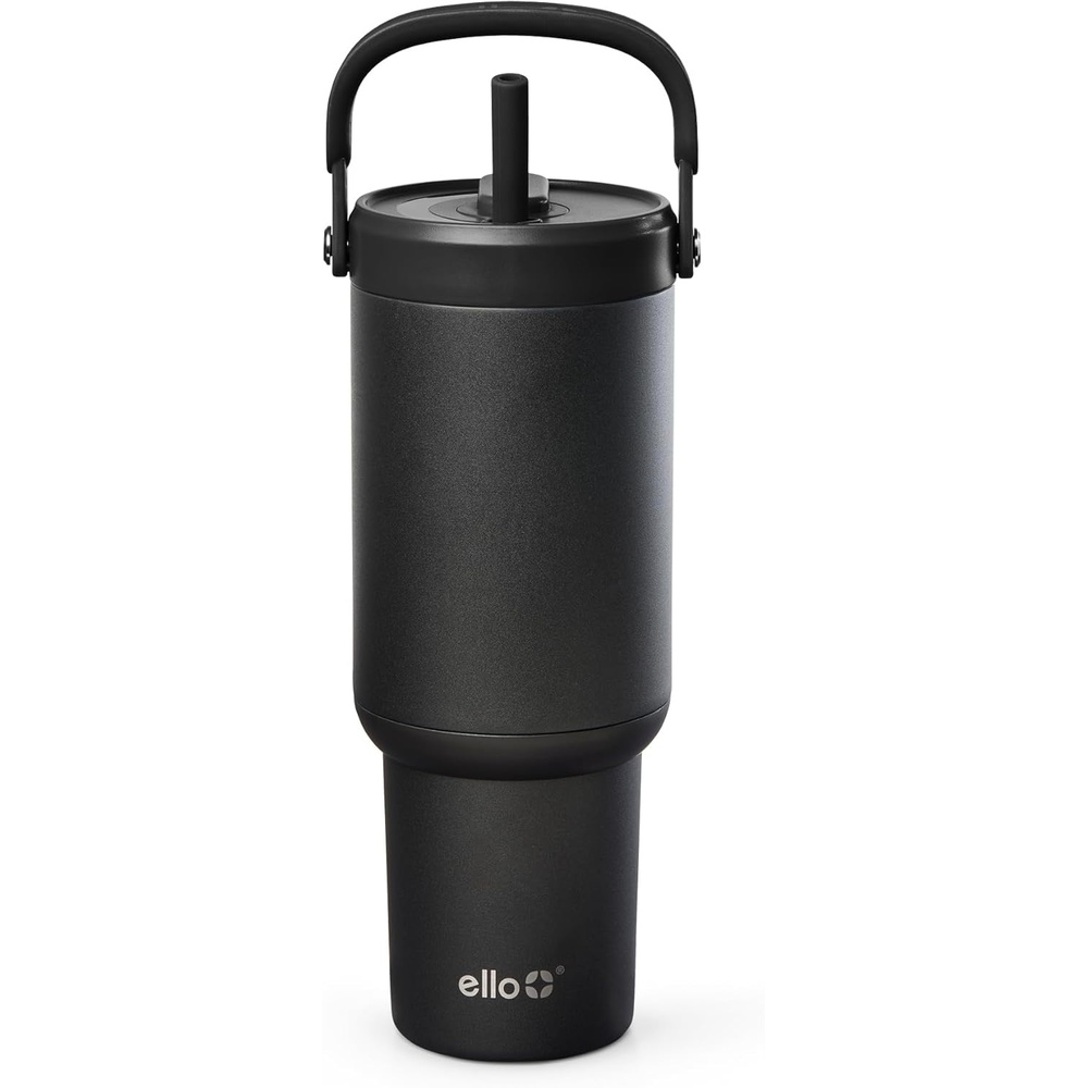 image:imageEllo Oasis Go 26oz Tumbler with Top Handle and Retracting Straw  Reusable Insulated Stainless Steel Cup 100 Leakproof Water Bottle 24 Hours Cold Cup Holder Friendly For Travel  OrchidBlack