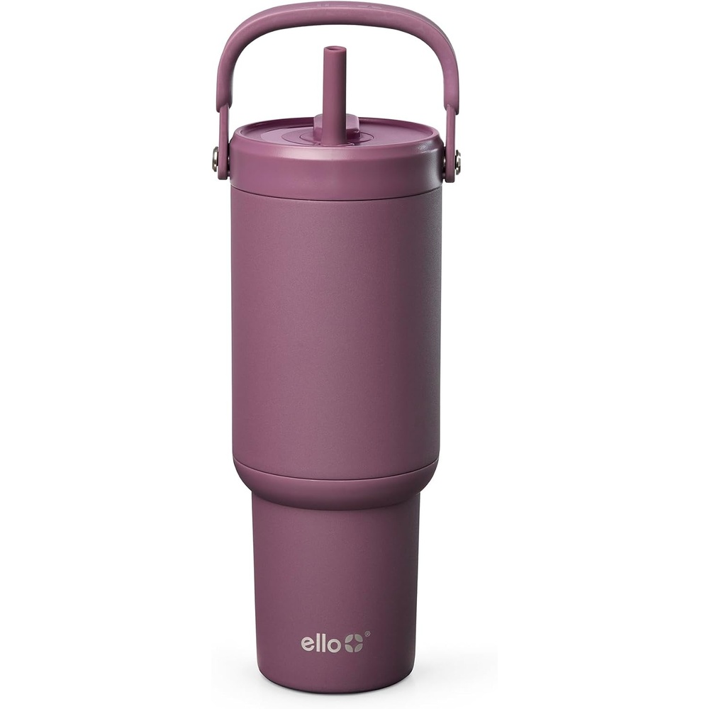 image:imageEllo Oasis Go 26oz Tumbler with Top Handle and Retracting Straw  Reusable Insulated Stainless Steel Cup 100 Leakproof Water Bottle 24 Hours Cold Cup Holder Friendly For Travel  OrchidWild Rasberry