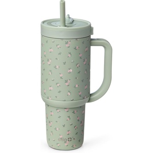 Ello Oasis 30oz Tumbler with Handle & Retracting Straw | Reusable Insulated Stainless Steel Cup 100% Leakproof | Keeps Cold for 23 Hours | Cup Holder Friendly | Picnic on the Vine(Full Bloom)