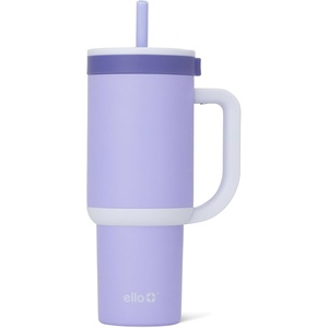 Ello Oasis 30oz Tumbler with Handle & Retracting Straw | Reusable Insulated Stainless Steel Cup 100% Leakproof | Keeps Cold for 23 Hours | Cup Holder Friendly | Picnic on the Vine(Twilight Blush)