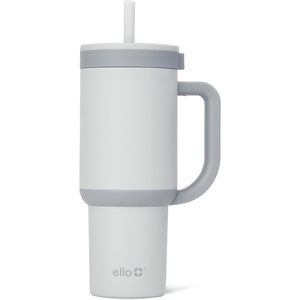 Ello Oasis 30oz Tumbler with Handle & Retracting Straw | Reusable Insulated Stainless Steel Cup 100% Leakproof | Keeps Cold for 23 Hours | Cup Holder Friendly | Picnic on the Vine(Grayscale)