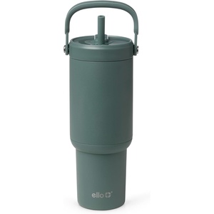 Ello Oasis Go+ 26oz Tumbler with Top Handle and Retracting Straw | Reusable Insulated Stainless Steel Cup, 100% Leakproof Water Bottle, 24 Hours Cold, Cup Holder Friendly For Travel | Orchid(Alligator)