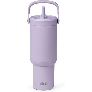 Ello Oasis Go+ 26oz Tumbler with Top Handle and Retracting Straw | Reusable Insulated Stainless Steel Cup, 100% Leakproof Water Bottle, 24 Hours Cold, Cup Holder Friendly For Travel | Orchid(Orchid)
