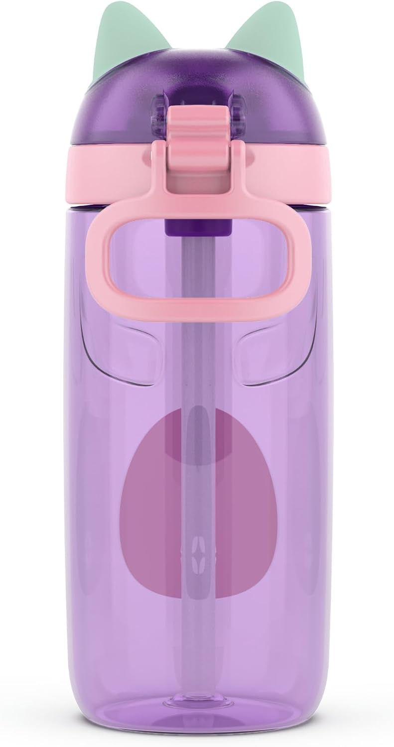 image:imageEllo Ellies 12oz Stainless Steel Leakproof Kids Water Bottle Lamb Princess Insulated kids water bottle with straw leakproof locking lid carry handle and stainless steel fun animal design for schoolCat