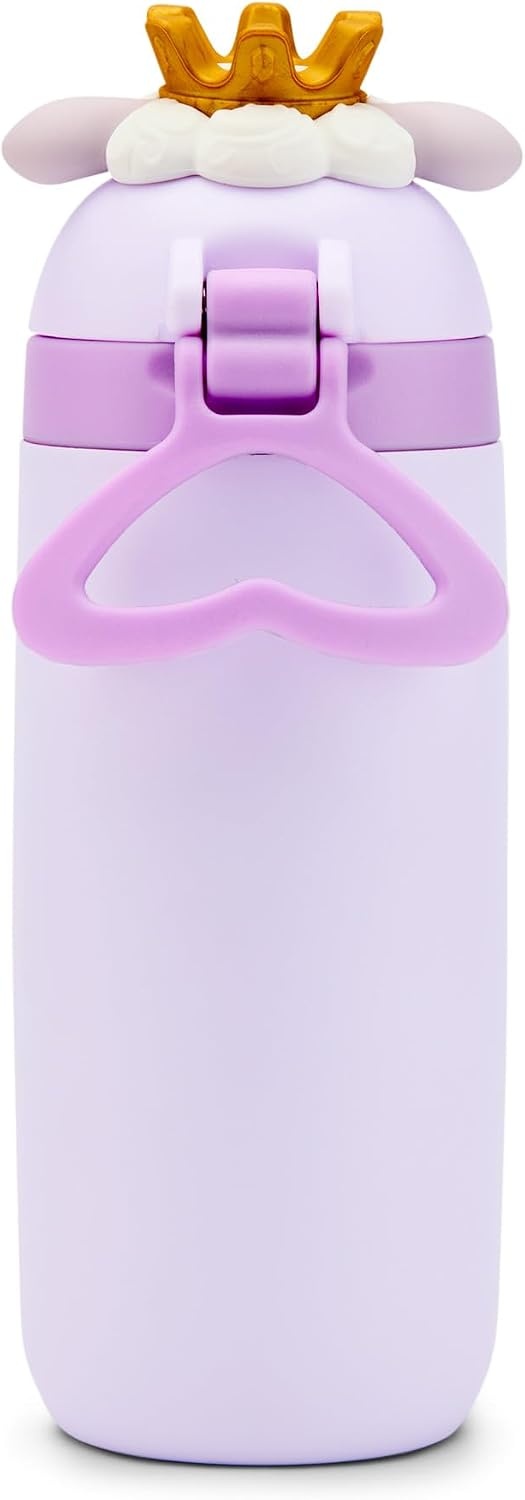 image:imageEllo Ellies 12oz Stainless Steel Leakproof Kids Water Bottle Lamb Princess Insulated kids water bottle with straw leakproof locking lid carry handle and stainless steel fun animal design for schoolLamb Princess
