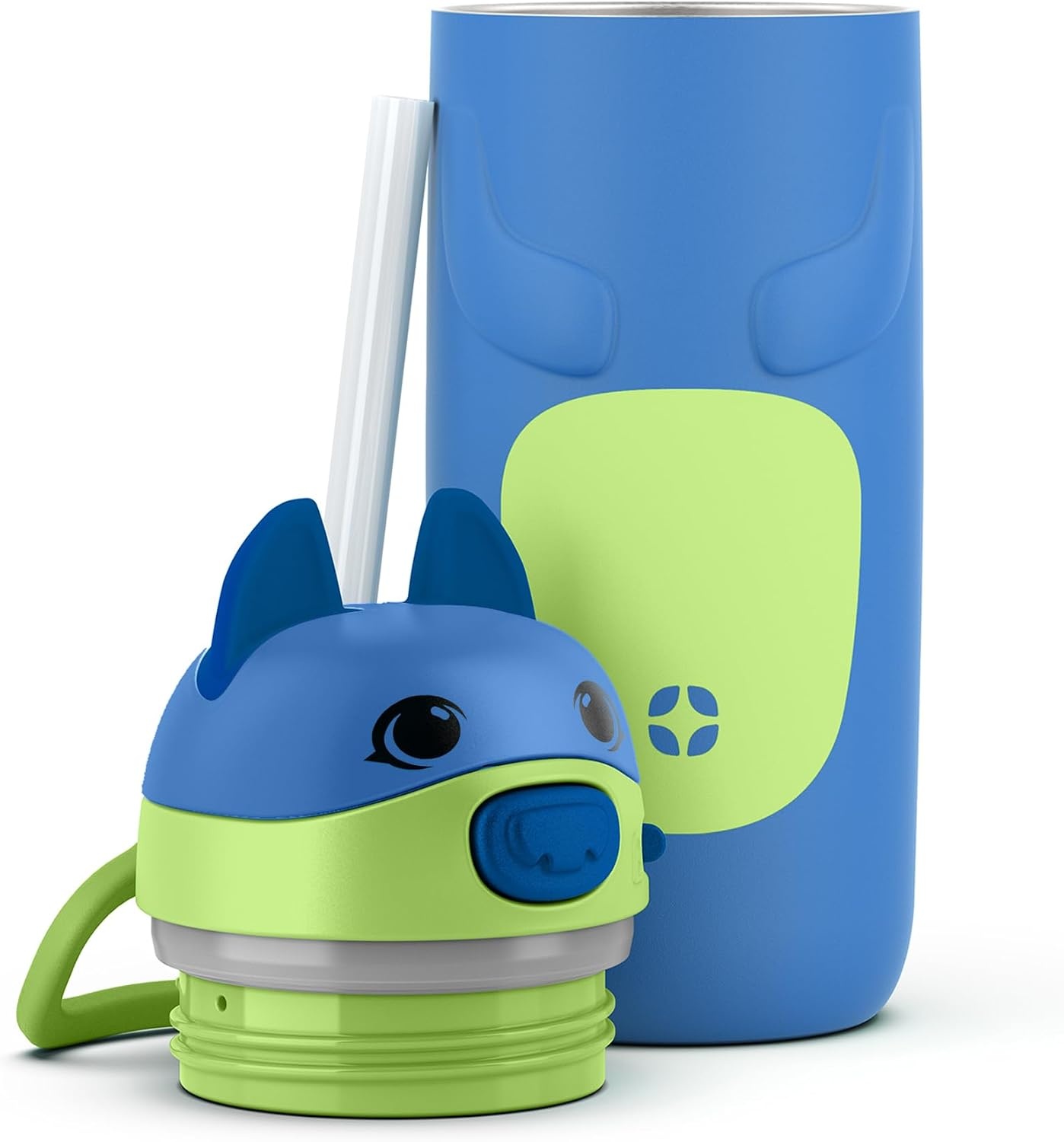 image:imageEllo Ellies 12oz Stainless Steel Leakproof Kids Water Bottle Lamb Princess Insulated kids water bottle with straw leakproof locking lid carry handle and stainless steel fun animal design for schoolDog