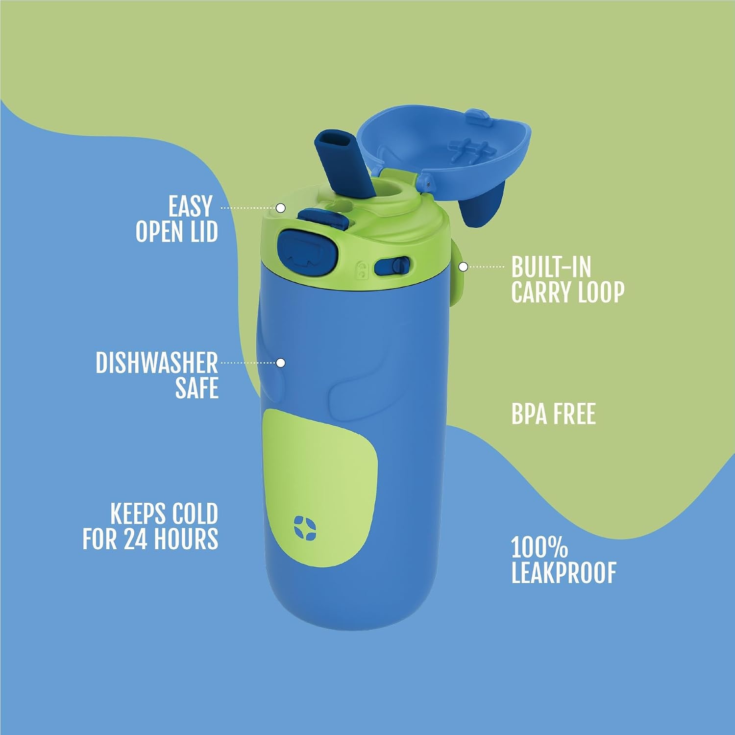 image:imageEllo Ellies 12oz Stainless Steel Leakproof Kids Water Bottle Lamb Princess Insulated kids water bottle with straw leakproof locking lid carry handle and stainless steel fun animal design for schoolDog