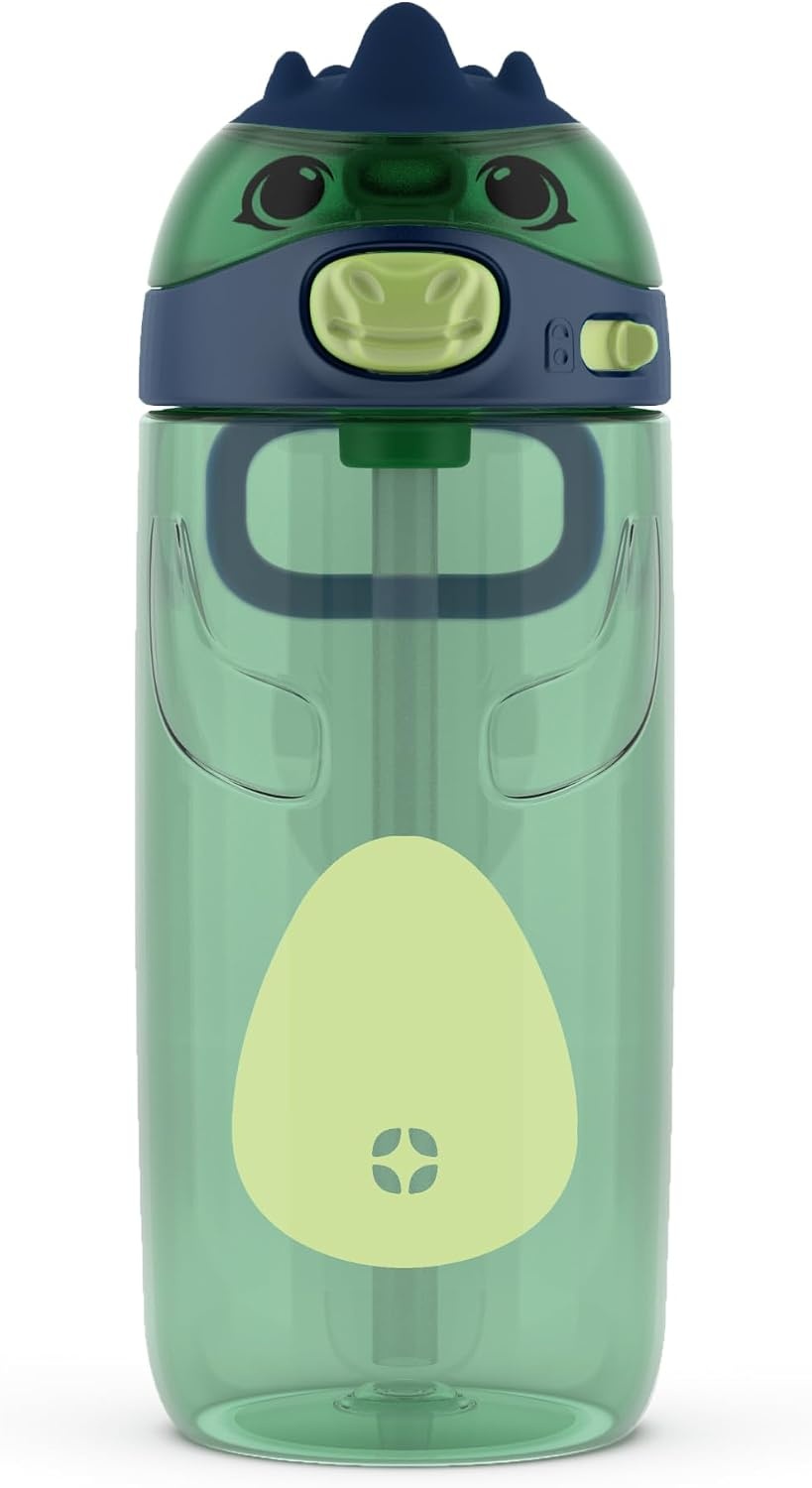 image:imageEllo Ellies 12oz Stainless Steel Leakproof Kids Water Bottle Lamb Princess Insulated kids water bottle with straw leakproof locking lid carry handle and stainless steel fun animal design for schoolDino