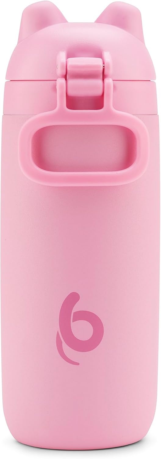 image:imageEllo Ellies 12oz Stainless Steel Leakproof Kids Water Bottle Lamb Princess Insulated kids water bottle with straw leakproof locking lid carry handle and stainless steel fun animal design for schoolPig