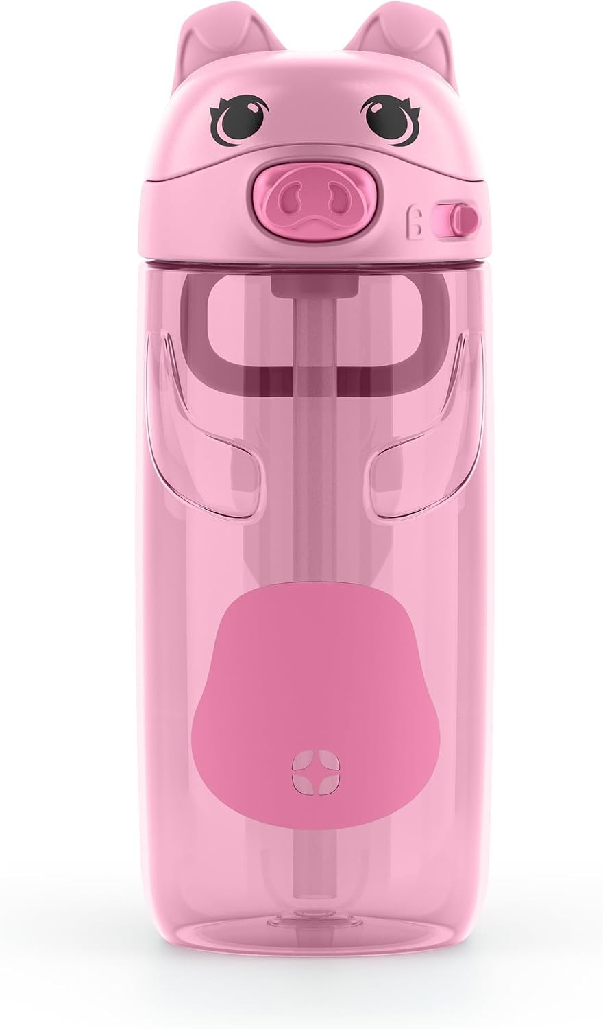 image:imageEllo Ellies 12oz Stainless Steel Leakproof Kids Water Bottle Lamb Princess Insulated kids water bottle with straw leakproof locking lid carry handle and stainless steel fun animal design for schoolPig