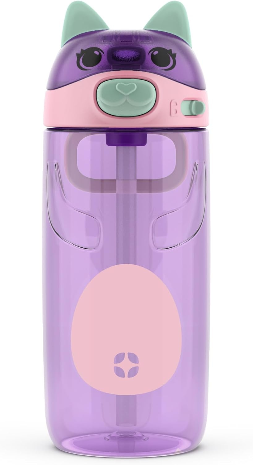 image:imageEllo Ellies 12oz Stainless Steel Leakproof Kids Water Bottle Lamb Princess Insulated kids water bottle with straw leakproof locking lid carry handle and stainless steel fun animal design for schoolCat