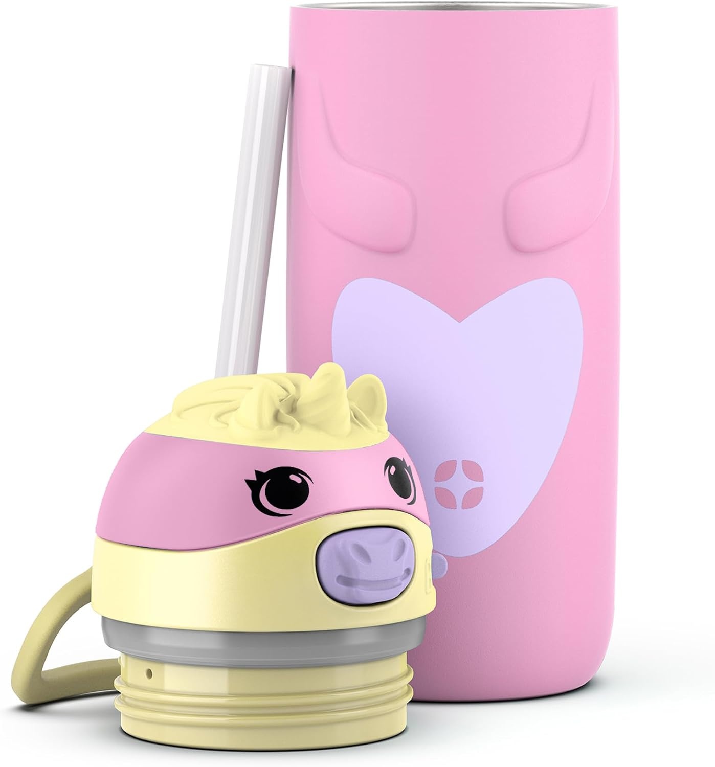 image:imageEllo Ellies 12oz Stainless Steel Leakproof Kids Water Bottle Lamb Princess Insulated kids water bottle with straw leakproof locking lid carry handle and stainless steel fun animal design for schoolUnicorn