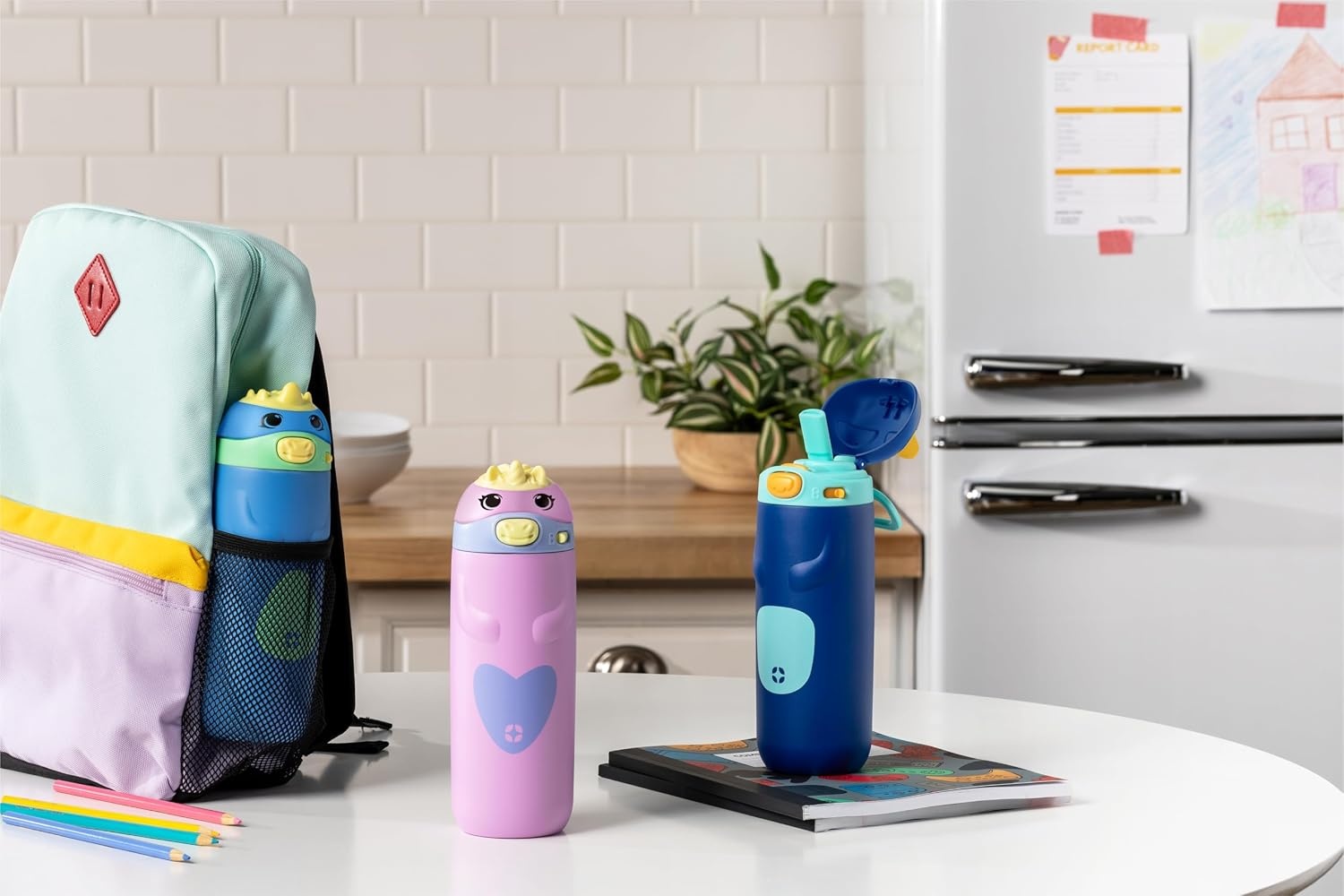 image:imageEllo Ellies 12oz Stainless Steel Leakproof Kids Water Bottle Lamb Princess Insulated kids water bottle with straw leakproof locking lid carry handle and stainless steel fun animal design for schoolCat