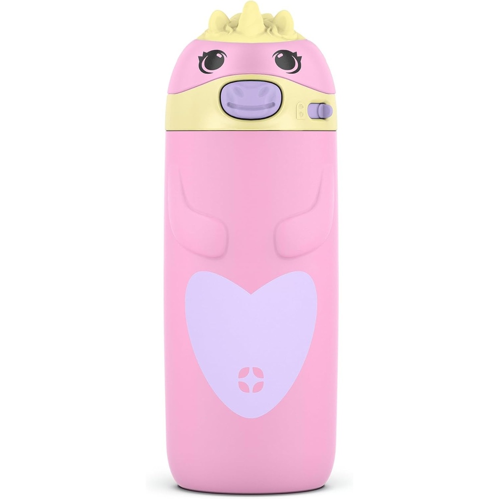 image:imageEllo Ellies 12oz Stainless Steel Leakproof Kids Water Bottle Lamb Princess Insulated kids water bottle with straw leakproof locking lid carry handle and stainless steel fun animal design for schoolUnicorn