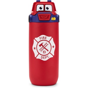 Ello Ellies 12oz Stainless Steel Leakproof Kids Water Bottle, Lamb Princess | Insulated kids water bottle with straw, leakproof locking lid, carry handle, and stainless steel fun animal design for school(Firetruck)