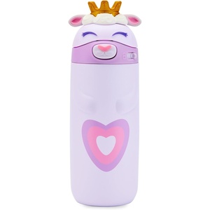 Ello Ellies 12oz Stainless Steel Leakproof Kids Water Bottle, Lamb Princess | Insulated kids water bottle with straw, leakproof locking lid, carry handle, and stainless steel fun animal design for school(Lamb Princess)