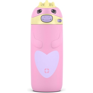 Ello Ellies 12oz Stainless Steel Leakproof Kids Water Bottle, Lamb Princess | Insulated kids water bottle with straw, leakproof locking lid, carry handle, and stainless steel fun animal design for school(Unicorn)