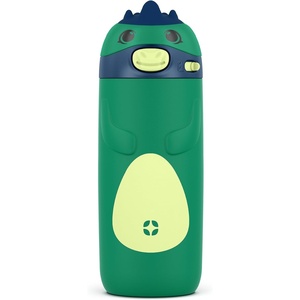 Ello Ellies 12oz Stainless Steel Leakproof Kids Water Bottle, Lamb Princess | Insulated kids water bottle with straw, leakproof locking lid, carry handle, and stainless steel fun animal design for school(Dino)