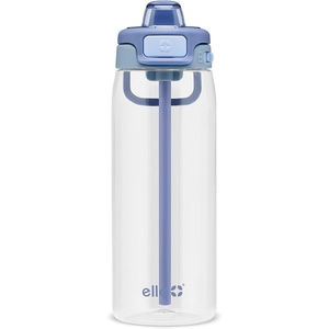 Ello Pop & Fill 22oz Tritan Plastic Water Bottle with Quick Fill Technology | Clear Water Bottle for School, College, Travel | Leakproof Locking Lid, Straw and Chug, Reusable, BPA-Free | Aurora(Rain Cloud)