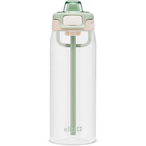 Ello Pop & Fill 22oz Tritan Plastic Water Bottle with Quick Fill Technology | Clear Water Bottle for School, College, Travel | Leakproof Locking Lid, Straw and Chug, Reusable, BPA-Free | Aurora(Pistachio)