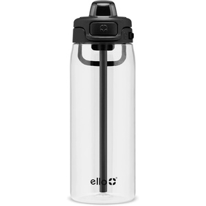 Ello Pop & Fill 22oz Tritan Plastic Water Bottle with Quick Fill Technology | Clear Water Bottle for School, College, Travel | Leakproof Locking Lid, Straw and Chug, Reusable, BPA-Free | Aurora(Black)