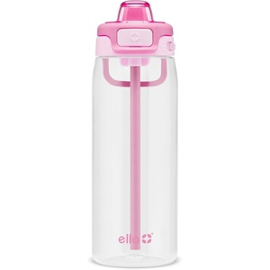 Ello Pop & Fill 22oz Tritan Plastic Water Bottle with Quick Fill Technology | Clear Water Bottle for School, College, Travel | Leakproof Locking Lid, Straw and Chug, Reusable, BPA-Free | Aurora(Petal)