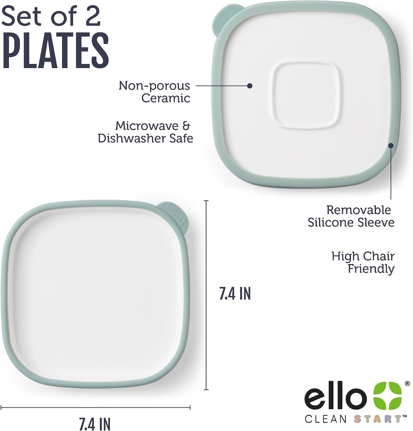 image:imageEllo Clean Start Toddler Dinner Plate 2 Pack BPAFree Ceramic Plates with Divider amp Silicone Sleeve for BabiesToddlers Microwave amp Dishwasher Safe High Chair Friendly Cashmere PinkDuneDewdrop