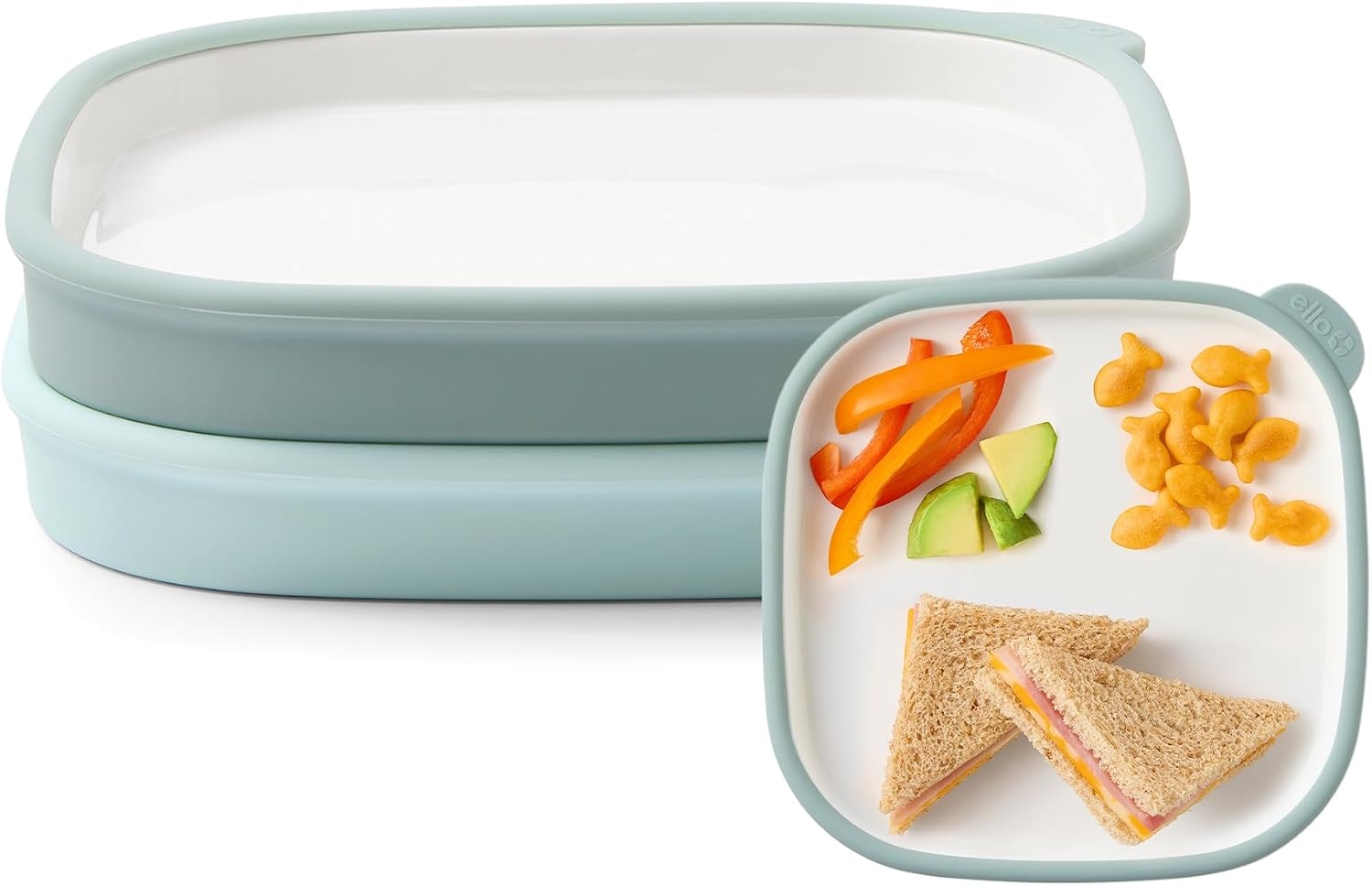 image:imageEllo Clean Start Toddler Dinner Plate 2 Pack BPAFree Ceramic Plates with Divider amp Silicone Sleeve for BabiesToddlers Microwave amp Dishwasher Safe High Chair Friendly Cashmere PinkDuneDewdrop