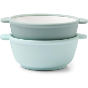 Ello Clean Start Toddler Dinner Plate 2 Pack | BPA-Free Ceramic Plates with Divider & Silicone Sleeve for Babies/Toddlers | Microwave & Dishwasher Safe | High Chair Friendly | Cashmere Pink/Dune(Dewdrop)