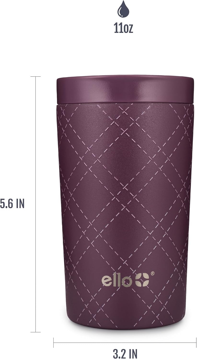 image:imageEllo Jones 11oz Vacuum Insulated Stainless Steel Travel Mug Cross Stitched