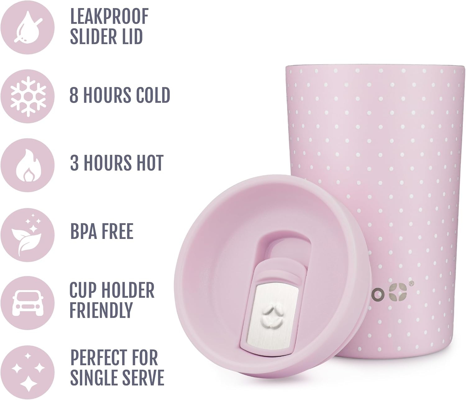 image:imageEllo Jones 11oz Vacuum Insulated Stainless Steel Travel Mug Tiny Dot Blush