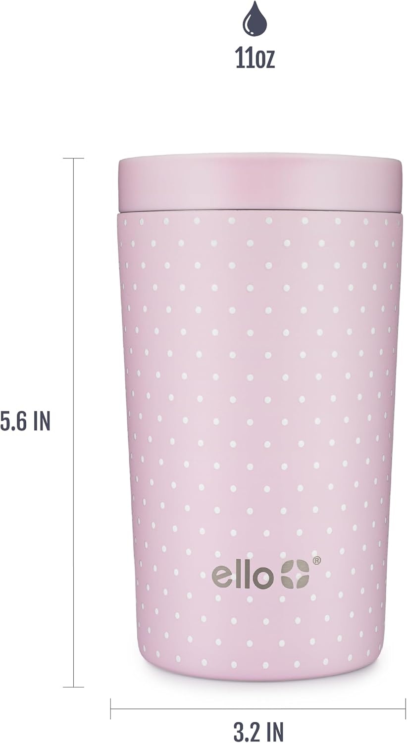 image:imageEllo Jones 11oz Vacuum Insulated Stainless Steel Travel Mug Tiny Dot Blush