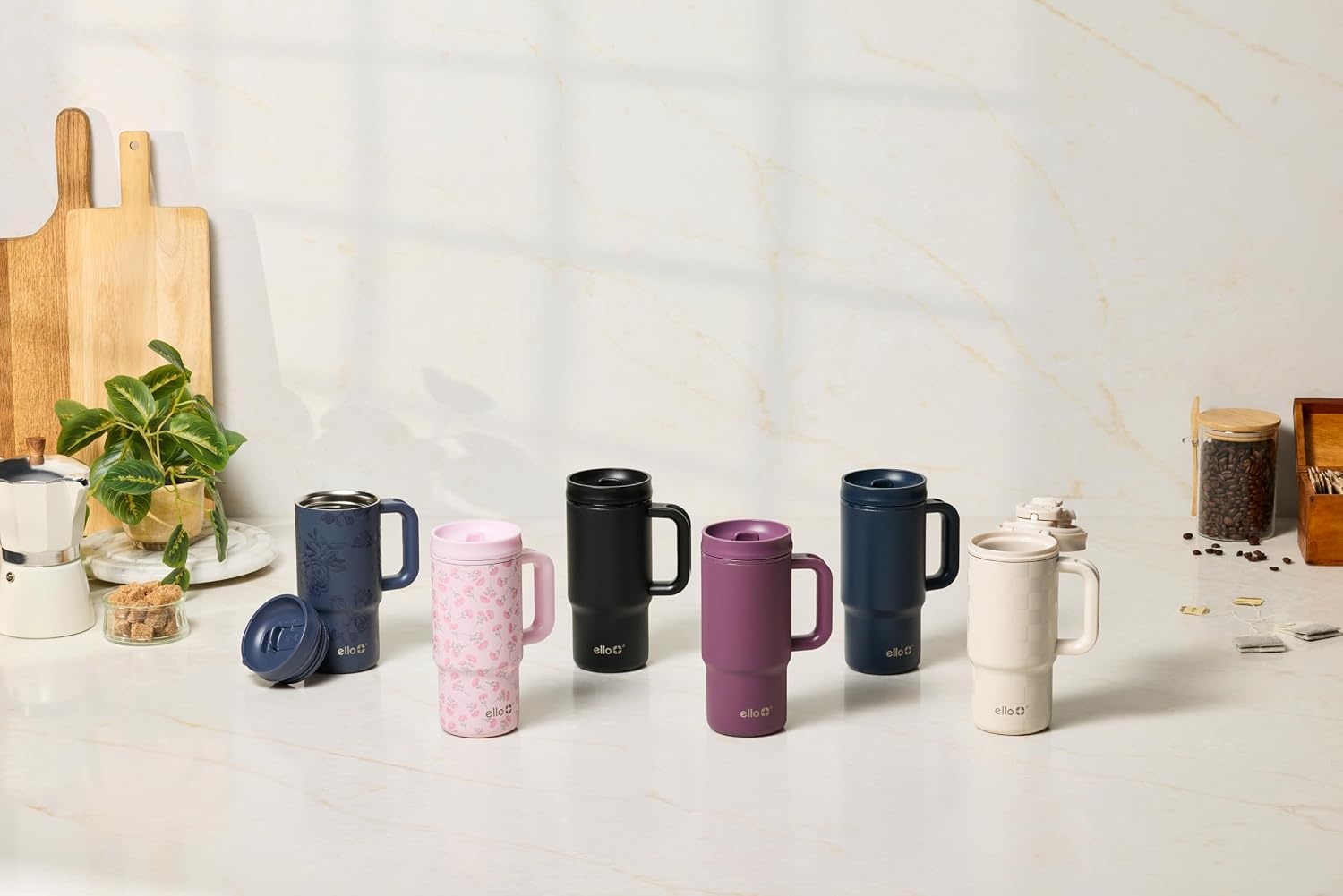 image:imageEllo Sutton 16oz Stainless Steel Travel Mug with Quick Fill Lid Wild RaspberryBlack