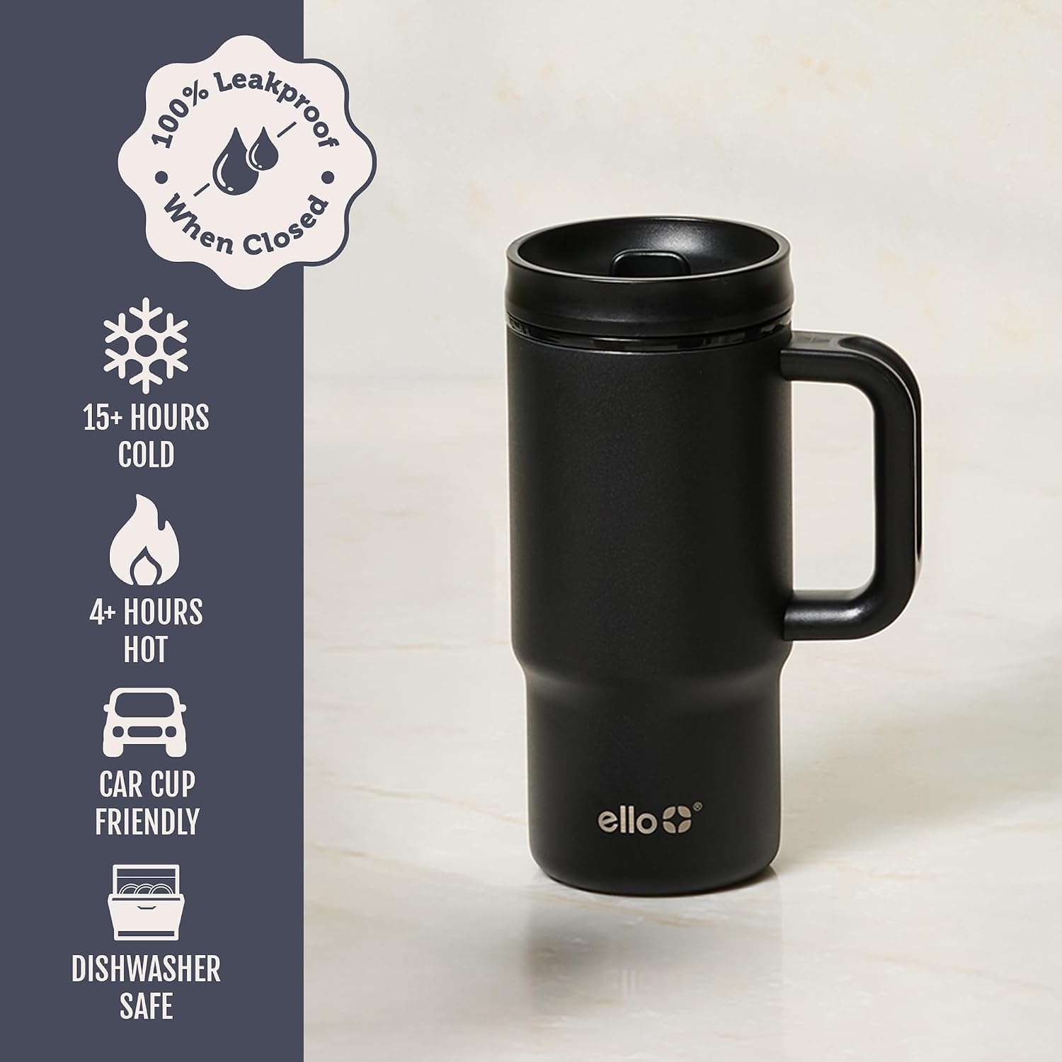 image:imageEllo Sutton 16oz Stainless Steel Travel Mug with Quick Fill Lid Wild RaspberryBlack