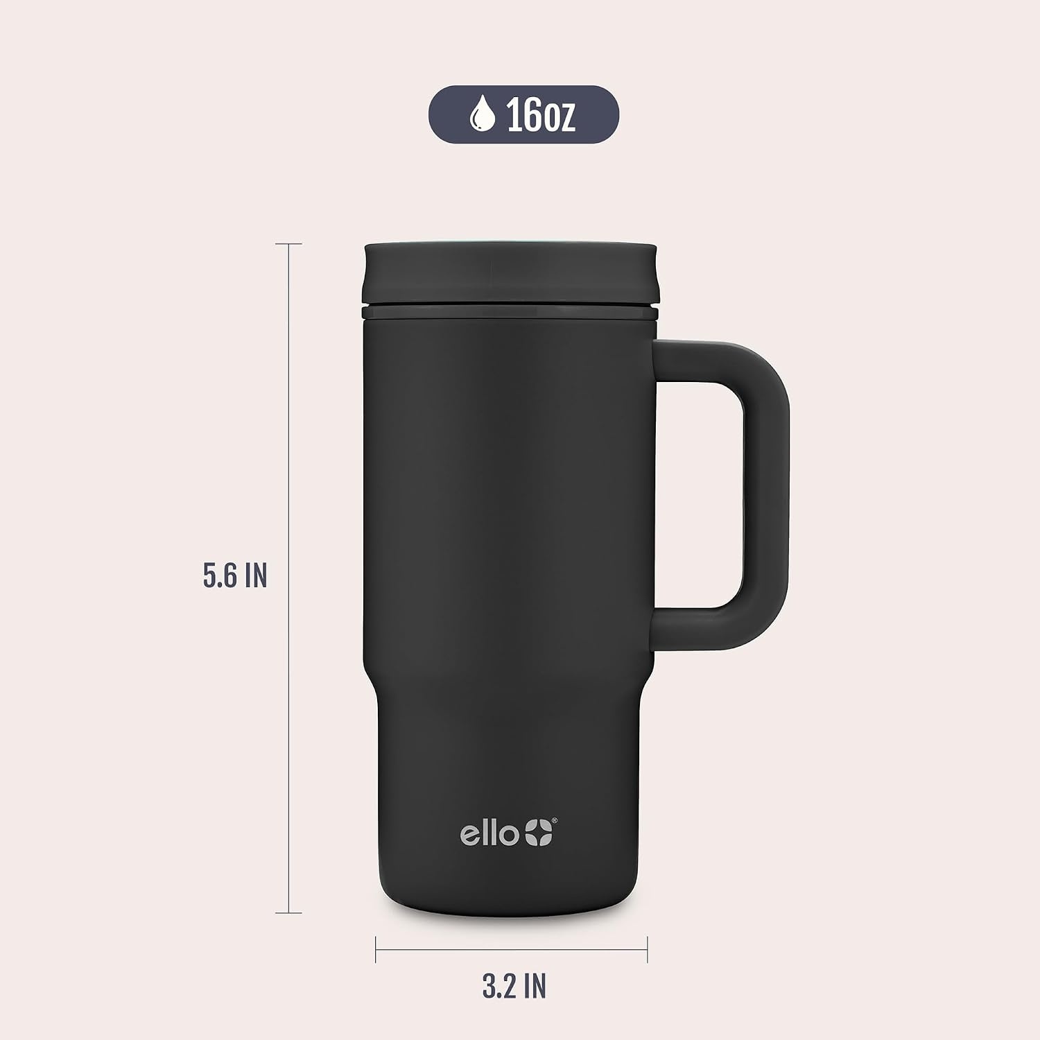 image:imageEllo Sutton 16oz Stainless Steel Travel Mug with Quick Fill Lid Wild RaspberryBlack