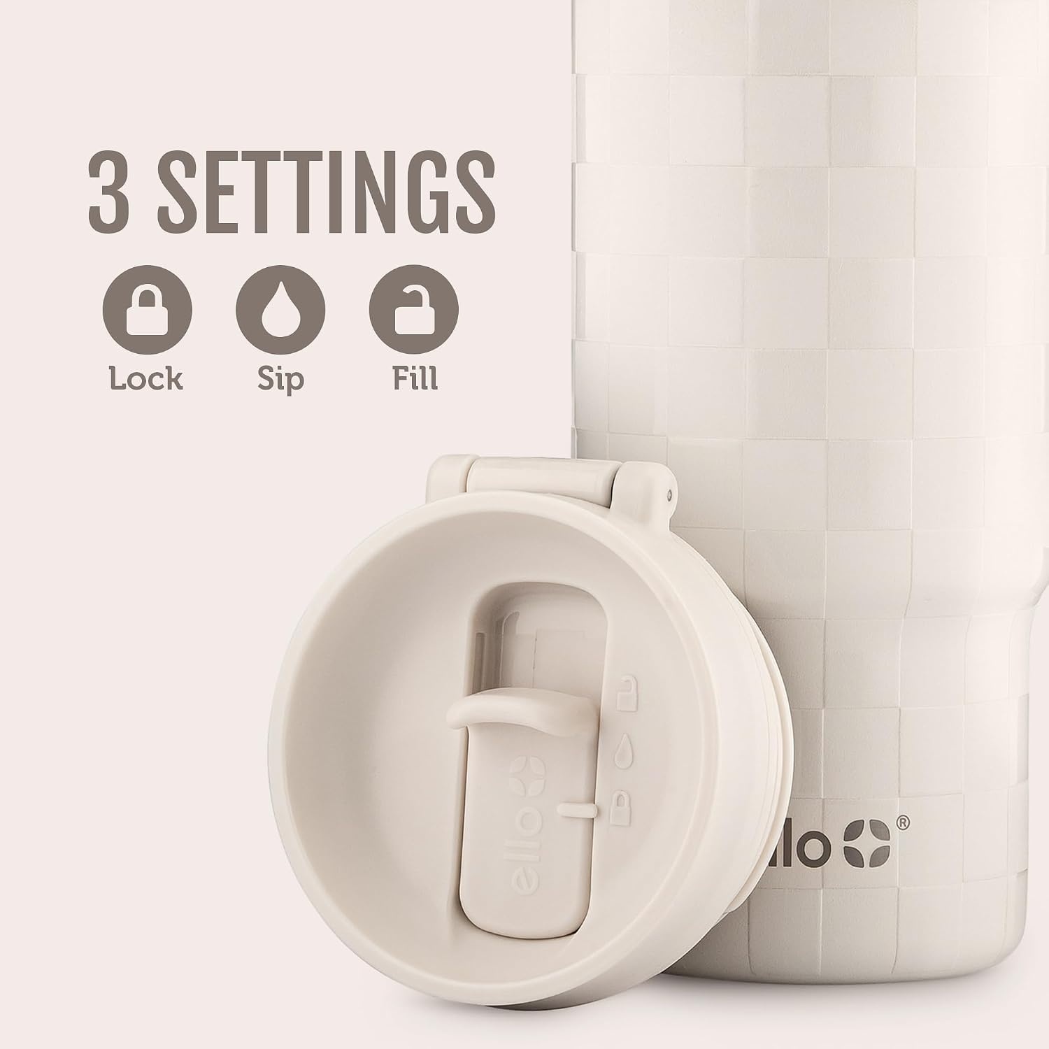 image:imageEllo Sutton 16oz Stainless Steel Travel Mug with Quick Fill Lid Wild RaspberryCream Check