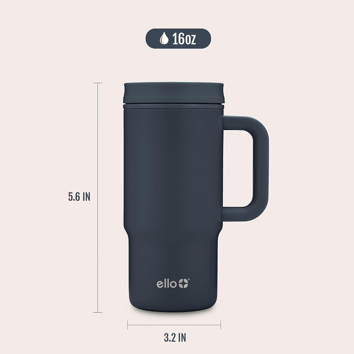 image:imageEllo Sutton 16oz Stainless Steel Travel Mug with Quick Fill Lid Wild RaspberryNavy Oxide