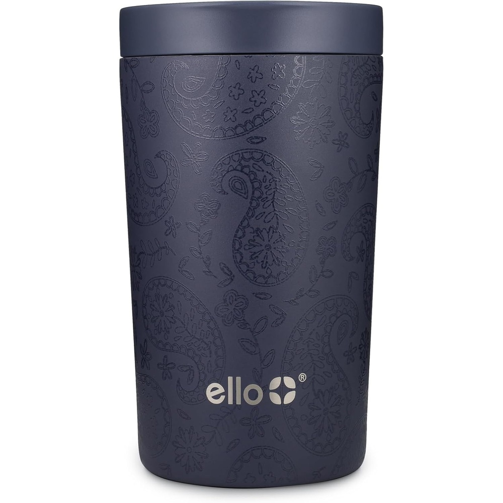 image:imageEllo Jones 11oz Vacuum Insulated Stainless Steel Travel Mug Paisley Navy
