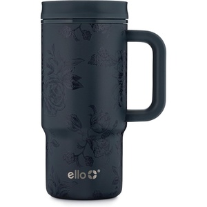 Ello Sutton™ 16oz Stainless Steel Travel Mug with Quick Fill® Lid, Wild Raspberry(Porcelain Rose Navy)