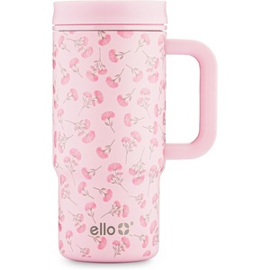 Ello Sutton™ 16oz Stainless Steel Travel Mug with Quick Fill® Lid, Wild Raspberry(Serene Blooms Pink)